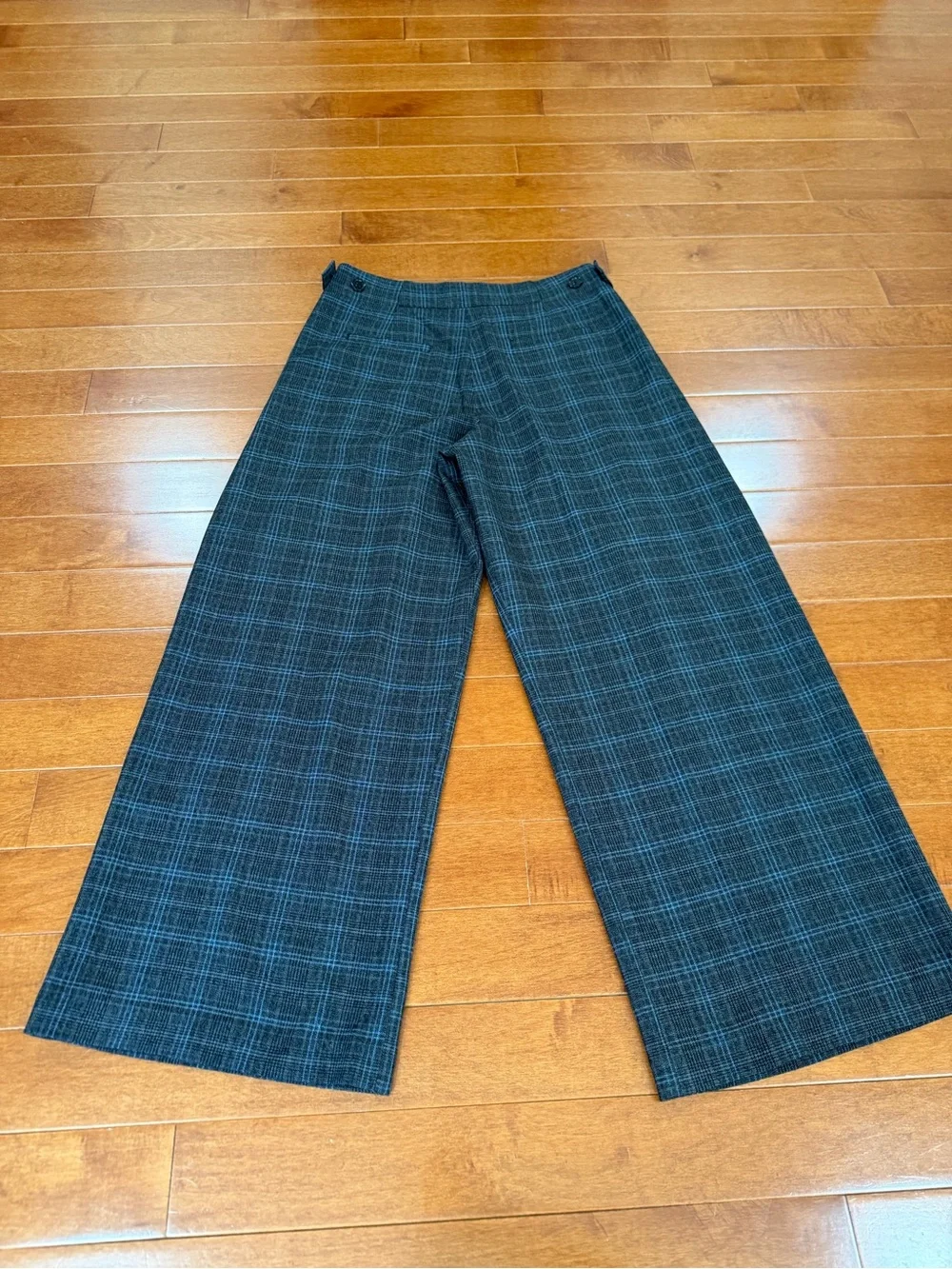 Maeve Gray Brown Plaid Wide Leg High Rise Pleated Trousers Pants Sz. M - Picture 4 of 6